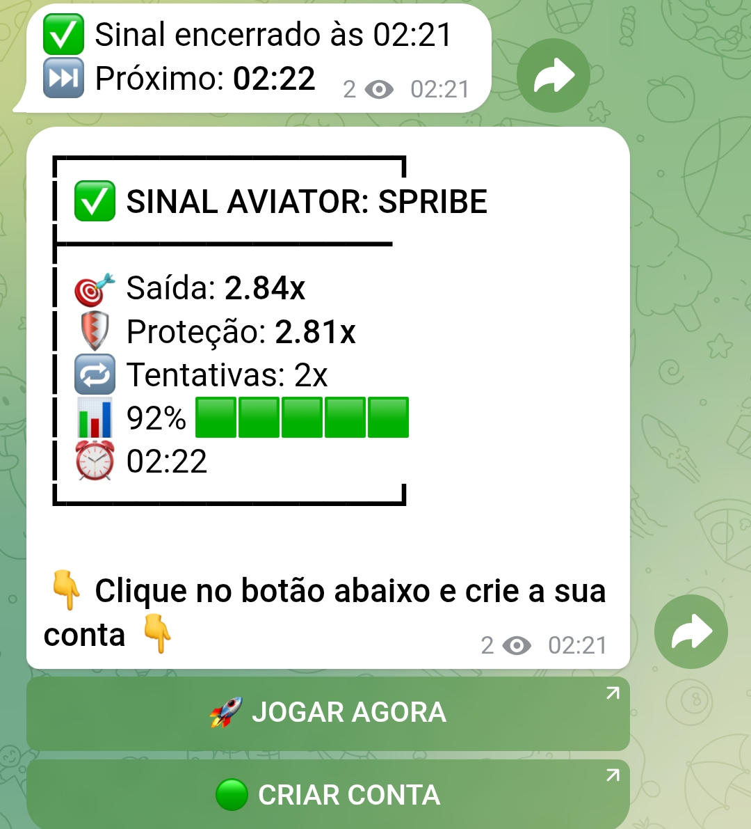 Sinal Aviator (tema claro)